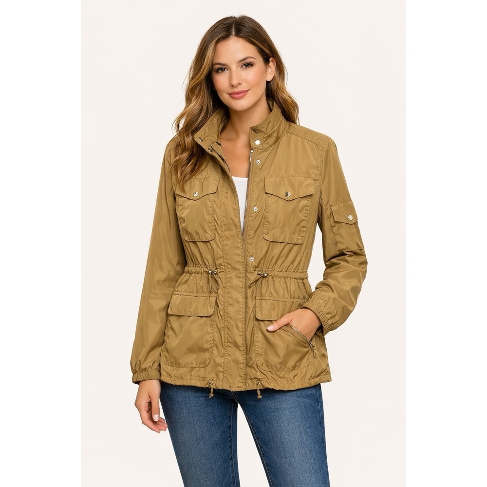 Lightweight Utility Jacket Colour Yellow Green Taupe Size Medium